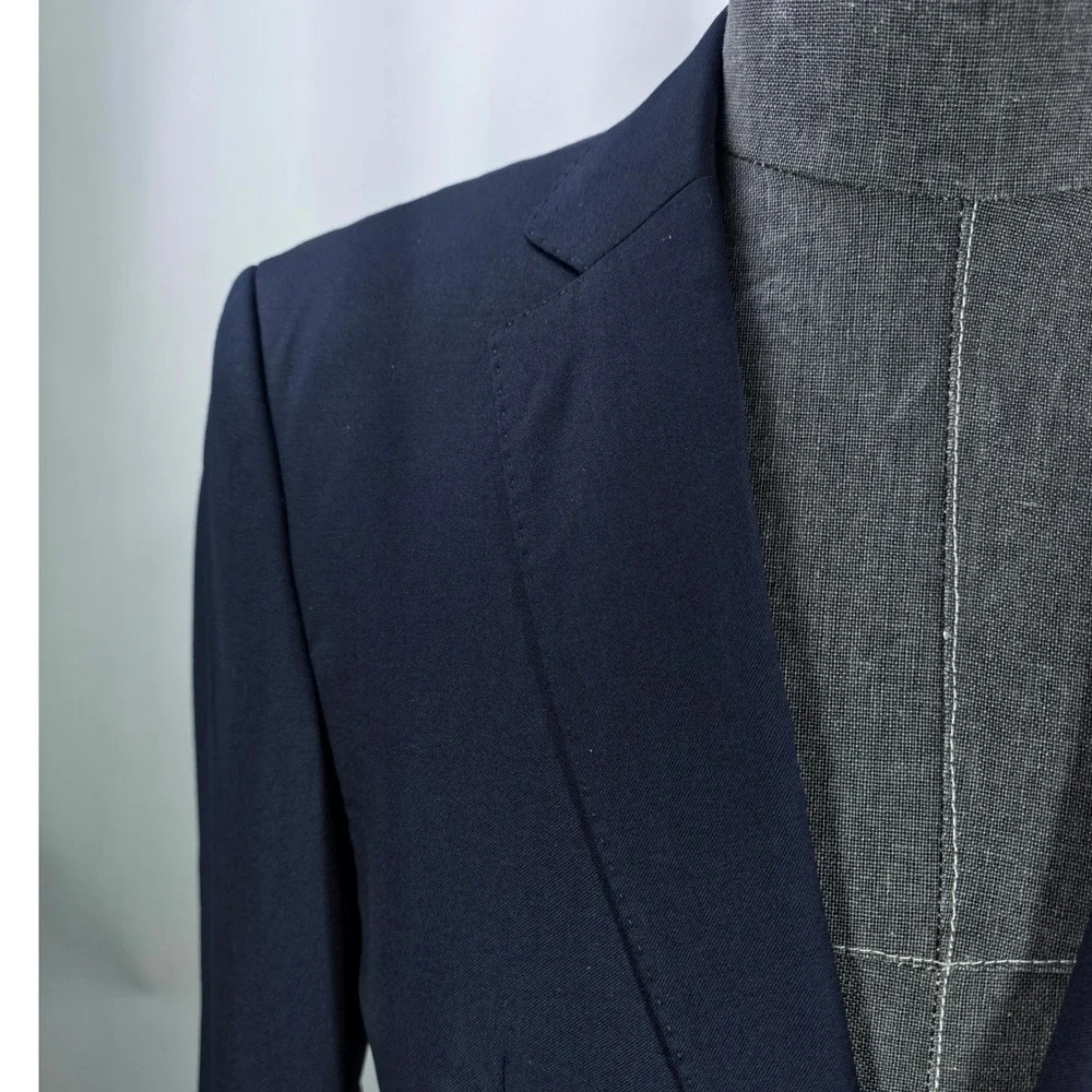 BOSS Sport Coat Mens 38R Navy Reda Italian Wool Quiet Luxury Polished Office NWT